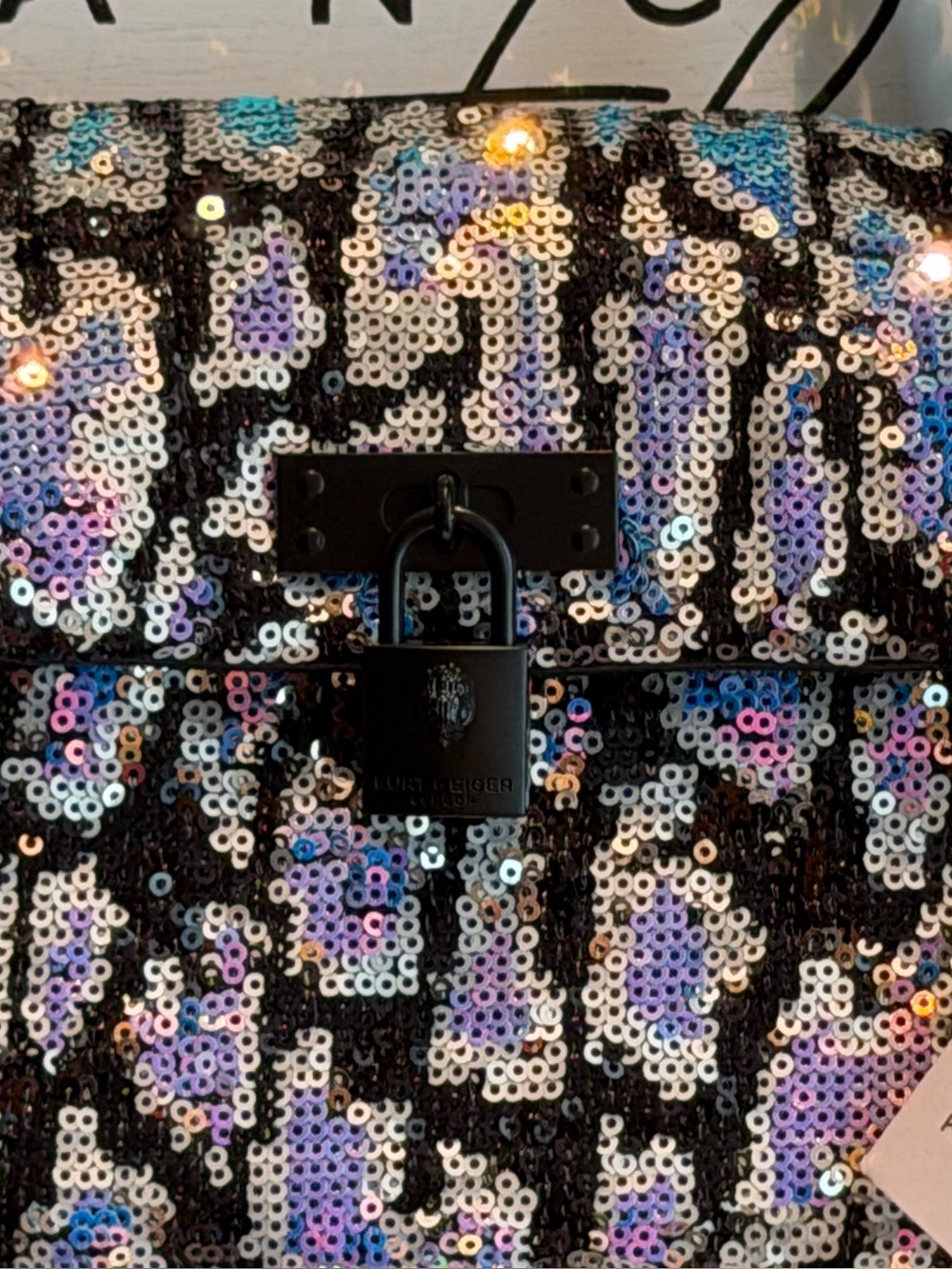 Kurt Geiger London RARE Mini Brixton Blue Leopard Sequin Chain Crossbody Bag NWT - Picture 10 of 13